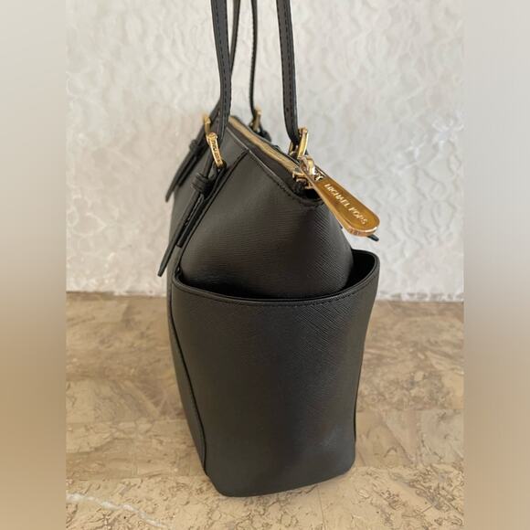 MICHAEL KORS Voyayer black crossgrain tote shoulder bag - Picture 5 of 9